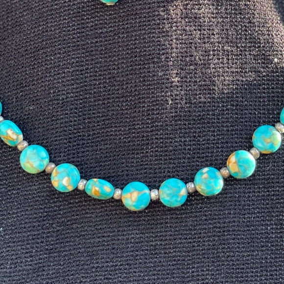 Native American Turquoise Necklace Earring Set - Picture 3 of 4